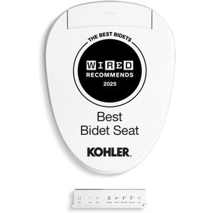 Kohler PureWash E820 Elongated Heated Bidet Toilet Seat, White with Remote Control, Quiet-Close Lid, Automatic Deodorization, Warm Water, Self-Cleaning Wand, Adjustable Water Pressure and Nightlight