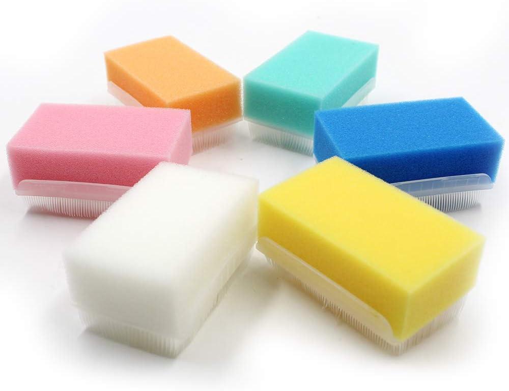 Wellgler's Autism Sensory Brush for Therapy, Surgical Scrub Brush, Bbaby Sponge for Bathing, Cradle Cap Brush (6Pack)