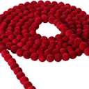 9 FT Christmas Garland Decorations 16 MM Flocking Beads Velvet String Strand Beaded Garland for Christmas Tree Ornaments Farmhouse Mantel Tablescape Home Window Wreath Decor  (Red)
