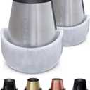 Gusto Nostro White Marble Chiller for Glass and Stainless Steel Tumbler Set of 1 - Freezable Glass Chiller Holder - Cool Set of Chillers and Stemless Metal Tumblers for HomeBar (Silver)