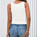 BTFBM Summer Tops for Women 2026 Scoop Neck Ribbed Henley Button Sleeveless Casual Spring Basic Tank Top Clothes Outfits (White, XL)