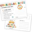 50Pcs Groovy School Counselor Postcards Retro Boho Counselor Note Brag Card Hippie Daisy Positive Behavior Management Incentives Social Worker Communication Cards Back to School Teacher Must Haves And Notebook