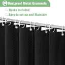 Black Boho Fabric Cloth Shower Curtain, Modern Farmhouse Shower Curtains for Chic Elegant Neutral Bathroom Decor, Bohemian Cute Shower Curtain with Shabby Geometric Texture, 72 x 72