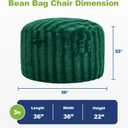 fond + found Adult Bean Bag Chairs 3FT Large Lounger, Wave Cover, Green, Small