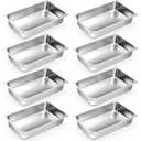Zubebe 8 Pcs Hotel Pans Stainless Steel Steam Table Pan 1/1 Full Size 4 Inch Restaurant Steam Table Pan Deep Metal Food Tray Commercial Food Pans for Restaurant Party Buffet Catering