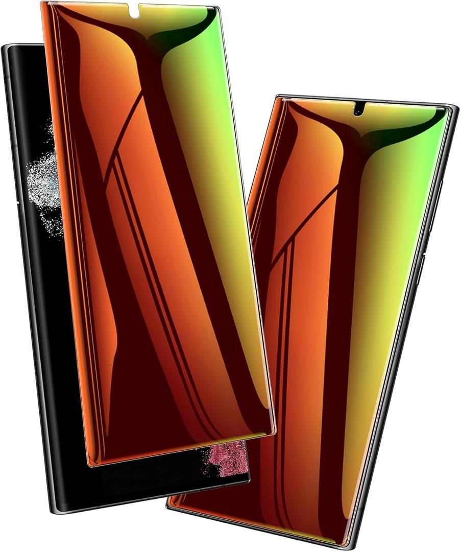 LYWHL 2 Pack for Samsung Galaxy S22 Ultra Privacy Screen Protector, Gradient Colorful Anti-Blue Light Anti-Spy Full Adhesive Flexible Film, Compatible Fingerprint Touch Sensitive 6.8 (Multi-Coloured)