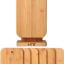 Bamboo Cutting Board Set for Kitchen,Small Cutting Boards with Holder,Serving Boards for Sandwich Cheese Meal Breakfast (HTB- 6 piece)