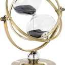 SuLiao Large Brass Hourglass Timer 60 Minutes, Antique Rotating Black Sand Clock, Vintage Reloj De Arena, Metal Sand Watch 60 Min, Unity 1 Hour Glass Sandglass for Gifts, Home, Desk, Office Decor