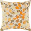 CaliTime Throw Pillow Covers Luxury Chenille Cute Leaves Decorative Cushion Case Shell for Couch Sofa Home 16 X 16 Inches Ecru Orange