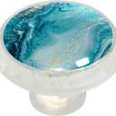 LORVIES 4 Pack 1.37" Marble Decorative Cabinet Knobs, ABS Glass Round Transparent Clear, Dresser Drawer Door Handles Pulls for Home Kitchen Bedroom (Aquamarine Gold Liquid)