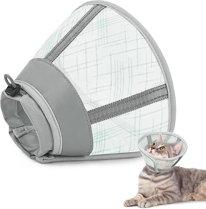 Supet Cat Cone Collar Soft to Stop Licking Scratching, Breathable Comfortable Mesh Recovery Cone for Cats After Surgery Neuter S