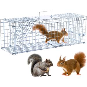 24 Humane Animal Trap Live Animal Trap Cage for Squirrels Small Stray Cats Rabbits Groundhogs Moles Gophers and Chipmunks up to 5.5 lbs Galvanized Rustproof Live Animal Cage Trap