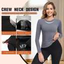 Thermal Underwear Tops for Women Long Sleeve Crewneck Shirts - Fleece Lined Soft Stretch Fitted Baselayer for Winter (Pink)