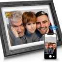 Digital Picture Frame 32G WiFi - 10 inch Digital Photo Frame with Motion Sensor. Free App Share Photos and Videos with Touch Screen and Delicate Wood Frame by FLYAMAPIRIT