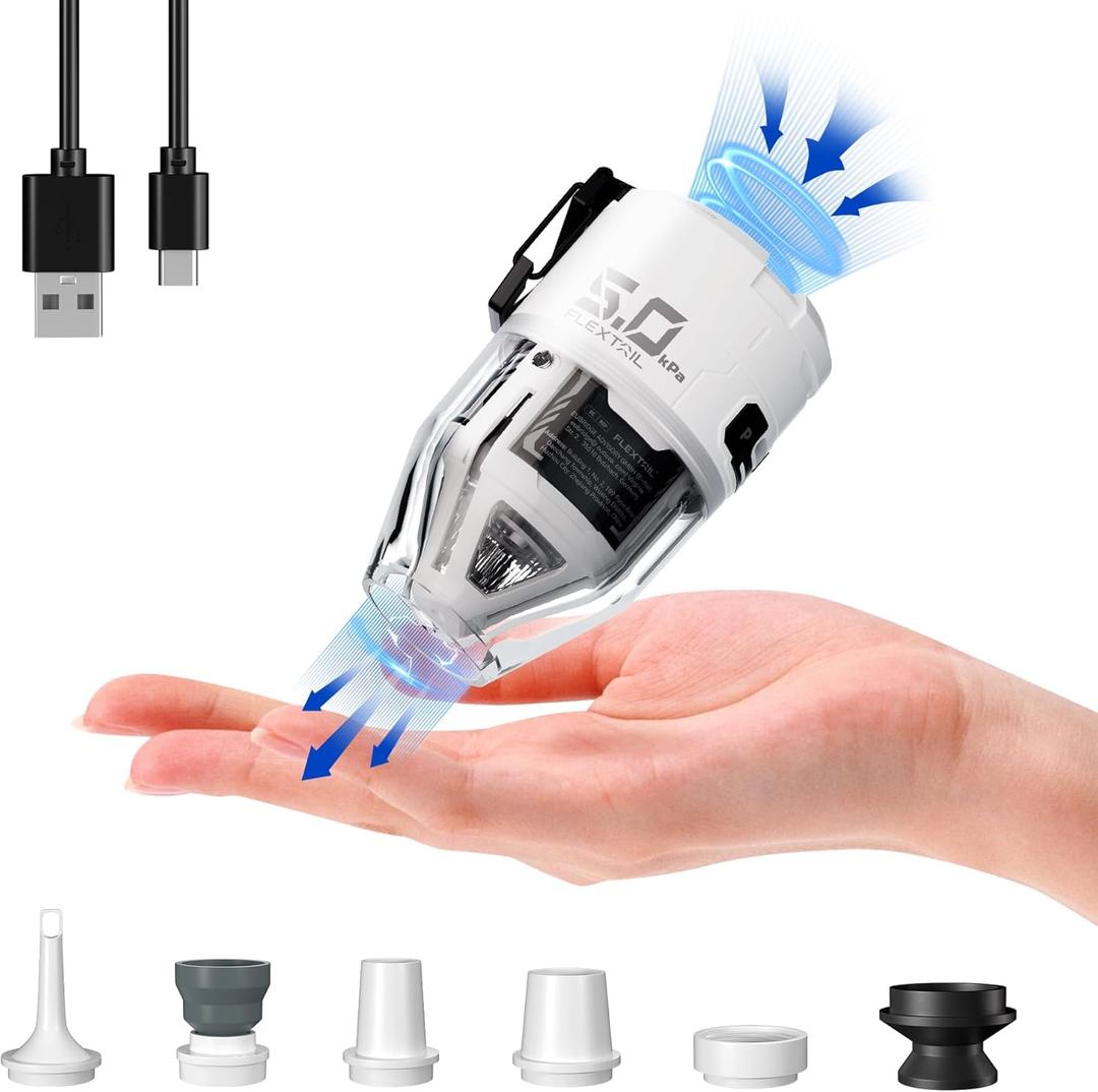 FLEXTAILGEAR Max Pump 3 Air Pump for Inflatables, 5Kpa Portable Air Pump, 500L/min Air Mattress Pump with Camping Light, Electric Pump for Inflatable Pillows Swim Rings Air Mattresses Air Bed Boats (White)