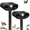 2026 Upgraded Solar Ultrasonic Animal Repellent, 2 Pack IP65 Waterproof Sonic Deer Deterrent, Motion Activated Outdoor Repeller to Keep Cats, Squirrels, Raccoons, Skunks & Dogs Away from Garden, Yard