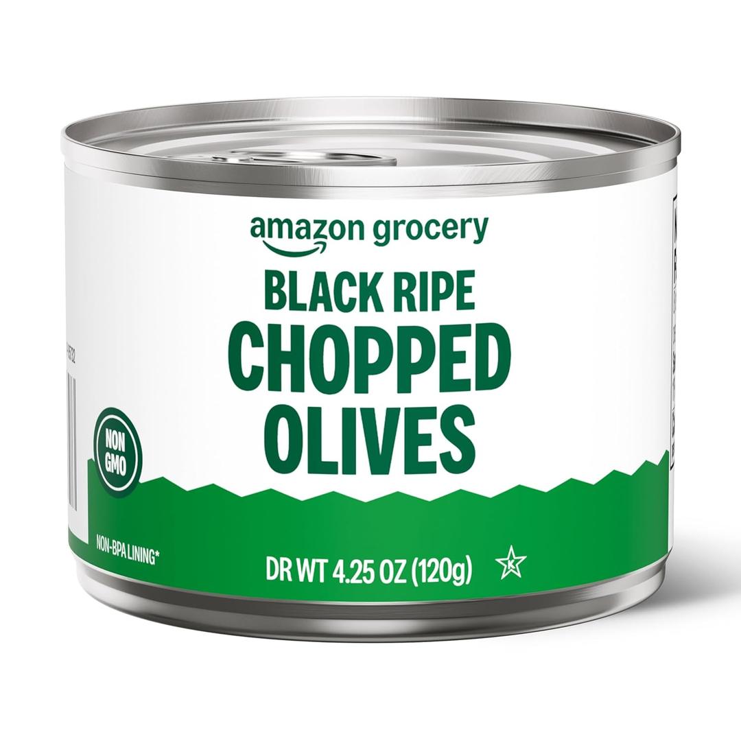 Amazon Grocery, Black Ripe Chopped Olives, 4.25 Oz (Previously Amazon Fresh, Packaging May Vary) BB Date 13 Dec 2025