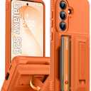 Oterkin for Samsung Galaxy S26 Case with Card Holder & Stand, Orange 6.3" | Holds 4-5 Cards, RFID Blocking Wallet, Full Camera Protection, Military Grade Shockproof Phone Case for Samsung S26 6.3"