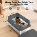 Stainless Steel Litter Box, Extra Large Litter Boxes for Big Cats, XLarge Metal Cat Litter Box with Lid, Anti-Urine Leakage XL Box with High Sides, Easy Clean, Non-Sticky, Scoop Included