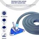 POOLWHALE Professional 1-1/2-Inch x 24-Feet Swimming Pool Vacuum Hoses with Swivel Cuff and Triangular Weighted Flex Vacuum Head, Perfect for Above Ground and Small Inground Pools