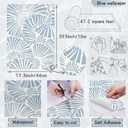 White and Blue Wallpaper Peel and Stick Wallpaper Boho 17.3"×393" Modern Wallpaper Removable Self Adhesive Wall Paper for Bedroom Blue Contact Paper for Cabinets Drawers Shelf Home Decor Vinyl Film