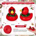 DEEKIN 50 Pcs Christmas Cardinal with Wreath Rubber Ducks 2 Inch Christmas Themed Rubber Ducks for Holiday Party Favors Seasonal Events Award Gifts