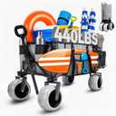 Beach Wagon with Extended Tailgate, 9" Big Sand-Proof Wheels, Heavy Duty 200L Oversized Foldable Beach Cart, 440LBS Utility Wagon with Side Pocket for Sand,Camping,Vacation