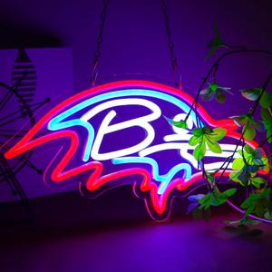 Rugby Neon Sign for Wall DecorCrow Led Neon Lights for Man CaveGame RoomGarageBedroom and BarBirthdayChristmas gifts for Football fan