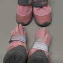 QUMY 4PCS Dog Shoes for Small Dogs, Hot Pavement Summer Puppy Dog Boots & Paw Protectors with Soft Anti-Slip Rubber Sole, Mesh Breathable Dog Booties for Hardfloors, Walking Running,Pink, size 4: 1.89"x1.51"(L*W)