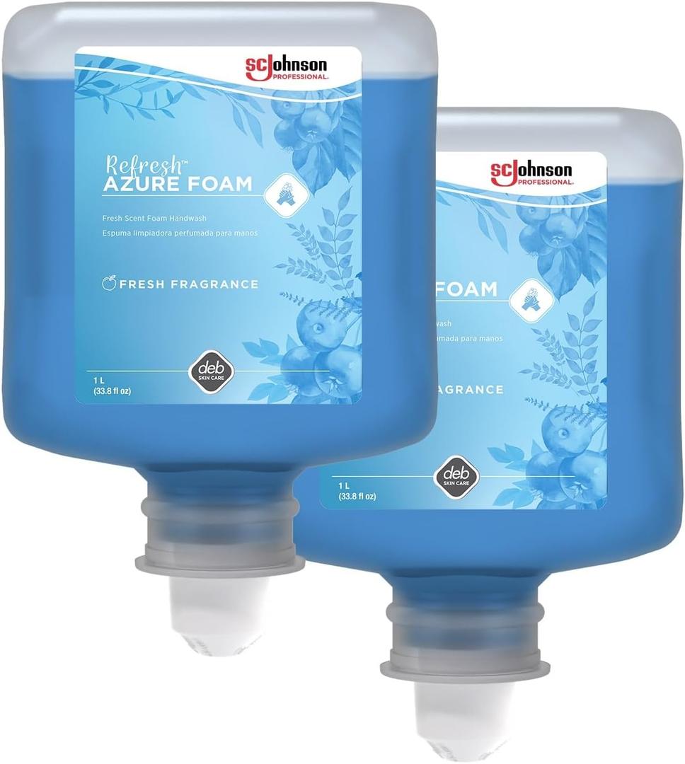 SC Johnson Professional Refresh Azure FOAM, Foam Hand Wash, Foaming Hand Soap, 1 Liter Cartridge, 2 Count, for Professional Use Only