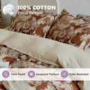 QKTE Premium 100% Cotton Muslin Duvet Cover Queen Size, 3 PCS Double Gauze Yarn-Dyed Jacquard Duvet Cover Set with Zipper Closure, Reversible Floral Breathable Soft Bedding for All Seasons, Coffee