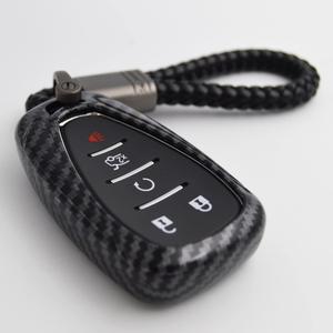 Key Fob Cover + Keychain for Chevrolet Chevy Malibu Camaro Trax Traverse Sonic Cruze Volt Equinox Trailblazer (carbon with keychain)
