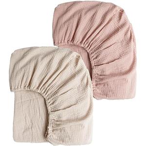 Konssy Muslin Crib Sheets for Girl Boy, 2 PCS Soft and Breathable Cotton Baby Sheets for Standard Crib Mattress, 27"x40"