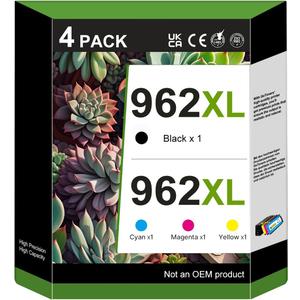 GoToners 962XL Ink Cartridges for HP Printers Replacement for HP 962XL Ink Cartridge Combo Pack HP962 Work for HP Officejet Pro 9010 Ink Cartridges 9015 9018 9020 9022 9025 Printers (Black & CMY)