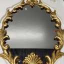 Oval Gold Baroque French Vintage Wall Mirror, 24"x16" Antique Vanity Ornate Decorative Mirror with Metal Frame, Carved Pattern for Living Room, Entryway, Hallway, Bedroom,Bathroom