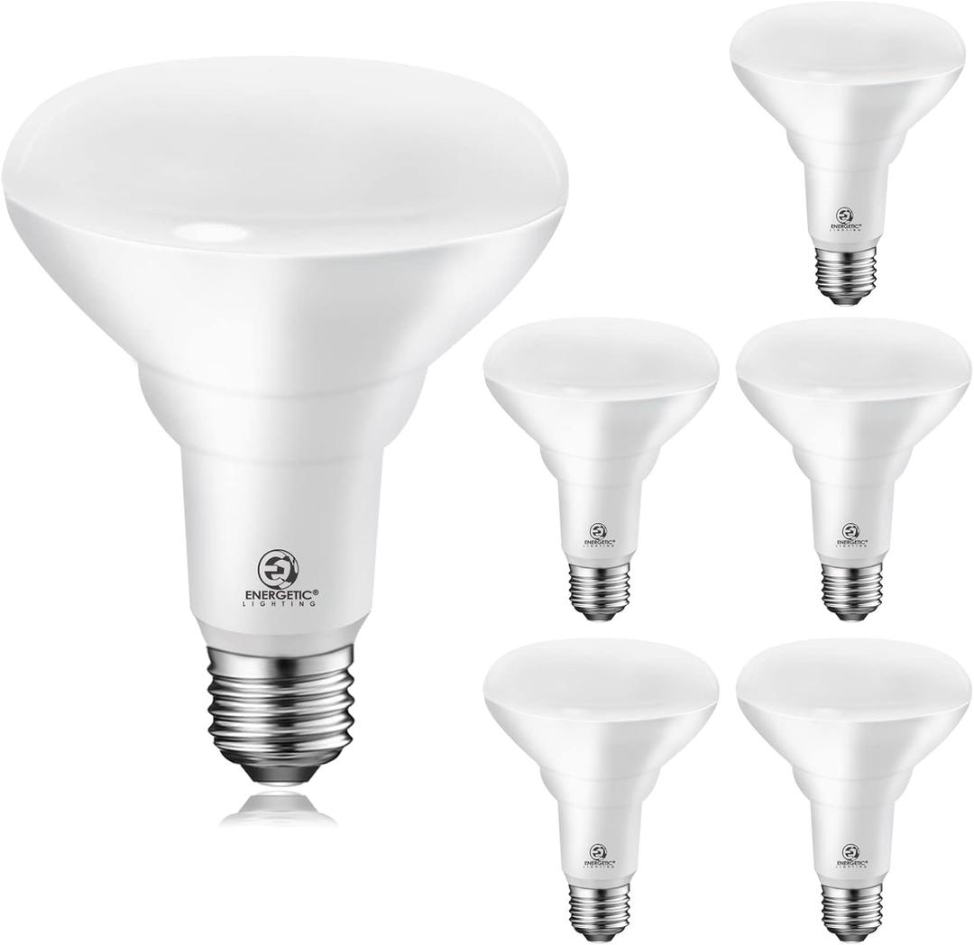 Energetic BR30 Dimmable Indoor LED Flood Light Bulb, 11W=75W, 5000K Daylight, 900LM, Ceiling Light Bulb for Cans, CRI85+, 6-Pack