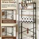 4-Tier Over-the-Toilet Storage Rack with One-Piece Wooden Shelves & Open Net Basket, Bathroom Organizer with Adjustable Feet & Anti-Tip Kit, Space-Saving Toilet Shelf, Brown, 24.4" x 9.4" x 69.3"