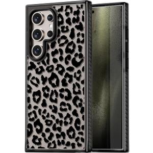 Compatible for Samsung Galaxy S24 Ultra Case Cute Aesthetic - Durable Shockproof 6.6 ft Drop Impact Phone Case Cover with Funny Fashion Black Leopard Print Design 6.8" Black