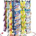 vefix Chip Rack Display Stand, 5 Tiers 60 Clips Snack Retail Display Rack, 360° Rotation Snack Retail Display Rack, Potato Chip Rack, Candy Display Rack, Chip Holder-with Basket