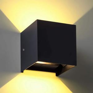 LED Aluminum Waterproof Wall Lamp, (Upgrade Dusk to Dawn Sensor) Waterproof Outdoor Light 20W 100-277V 2800K-3000K(Not dimmable) Outdoor Wall Light Warm Light 2LEDS (Black-20W-Larger)