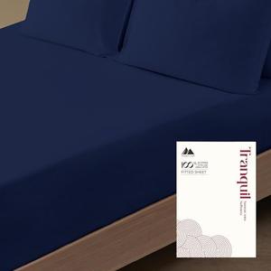 Mayfair Linen 100% Egyptian Cotton Deep Pocket King Fitted Sheet - Luxury 800 Series Tranquil Collection King Fitted Sheet Only (Navy Blue), Soft Cooling Hotel Bottom Sheets, Fits Upto 18" Mattress