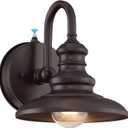 LONEDRUID Dusk to Dawn Sensor Outdoor Gooseneck Barn Light Fixtures Brown Exterior Wall Sconce Lighting Modern Outside Porch Lantern Waterproof Farmhouse Wall Mount Lamp for House Garage Patio