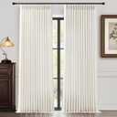 90 Inch Curtains Pinch Pleated Linen Curtain for Living Room, Floor to Ceiling Light Filtering Pleat Drapes Natural Textured Thick Semi-Sheer Window Curtains with Hooks for Bedroom Farmhouse, 2 Panels