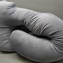 MOON PARK Pregnancy Pillows for Sleeping - 57 Inch U Shaped Full Body Maternity Pillow with Removable Cover - Support for Back, Legs, Belly, Hips - Pregnancy Pillow for Women - Grey, Velvet Cover - 57 Inch