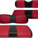 Golf Cart Seat Covers Front and Rear Waterproof and Sun Resistant Marine Grade Vinyl Leather Seat Cover Accessories for Club Car DS 2000.5-up, Deep Red(4PCS)