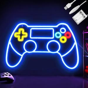 Gamepad Neon Sign, Battery or Usb Powered for Gaming Room Decor, Adjustable Brightness Gamepad Neon Light(16.5 x 11.2 inches)