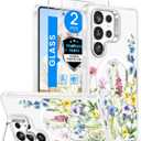 Dretal Magnetic for Samsung Galaxy S26 Ultra Case Floral,Screen Protector,Built-in Lens Ring Stand,Translucent Matte Magnetic Shockproof Flower Pattern Cover for Women Girls,Galaxy S26 Ultra(Florets)