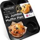 Wrenbury Jumbo Muffin Pan 6 Cup - Nonstick XL Deep Muffin Pan for Baking 4" Cup - Oversized Extra Large Cupcake Mold - Dishwasher Safe - PTFE Free - 446F Oven Safe
