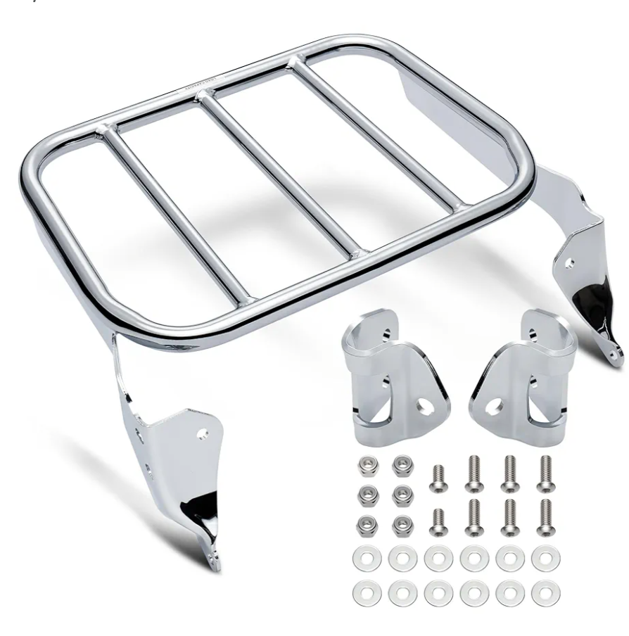MoKitDora Sport Luggage Rack for Harley Sissy Bar Uprights Compatible with 2018-later Softail Low Rider FXLR FXLRS FXLRST Fat Bob FXFB FXFBS Sport Glide FLSB, Chrome