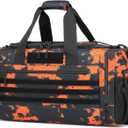 45L Gym Bag for Men & Women, Tactical Military Duffle Bag for Travel Weekender Gym Workout Deployment, Large Sports Bag for Hockey Football Baseball Soccer Basketball & Team training (Black&Orange Graffiti)